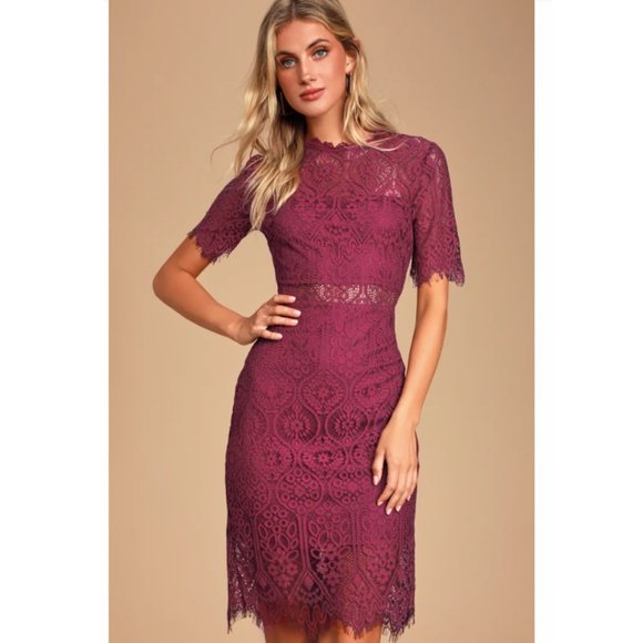 Lulus Dresses & Skirts - Lulus Remarkable Burgundy Lace Dress